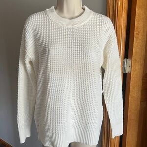 BOGO Time and Tru Cream Crewneck Waffle Sweater Small